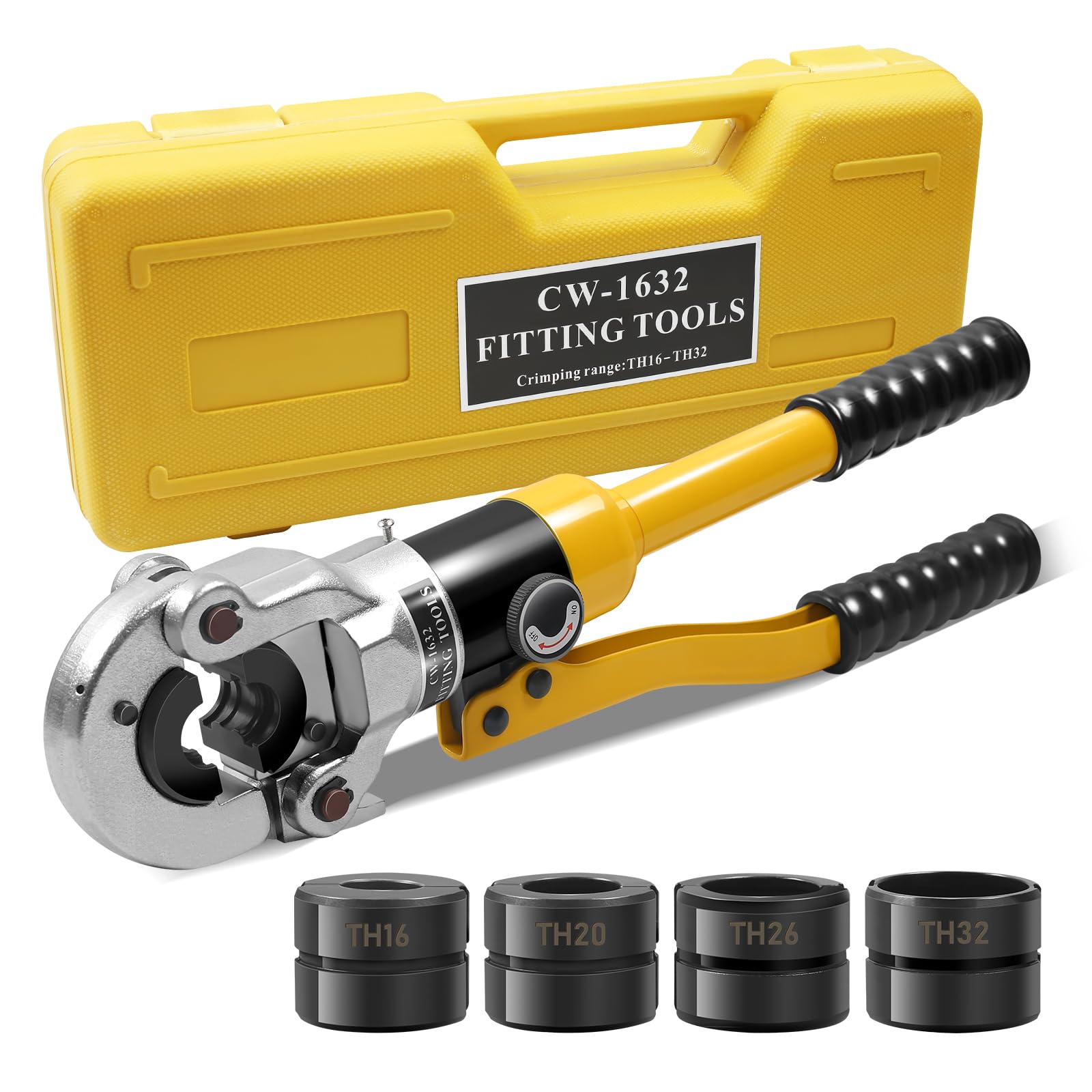 TIHOOK 10T Hydraulic Pipe Tube Crimping Tools, 360° Crimping Pliers with TH Contour - TH16 TH20 TH26 TH32 for Aluminum-Plastic Composite Pipes, PEX Pipe, PB Pipes, etc.