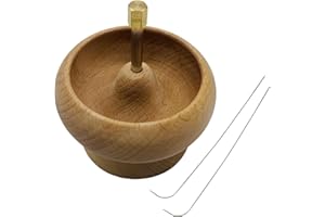 iayokocc Bead Spinner Wooden DIY Making Bead Holder with 2 Pieces Long Beading Needles for Crafting Project Stringing(Wood)
