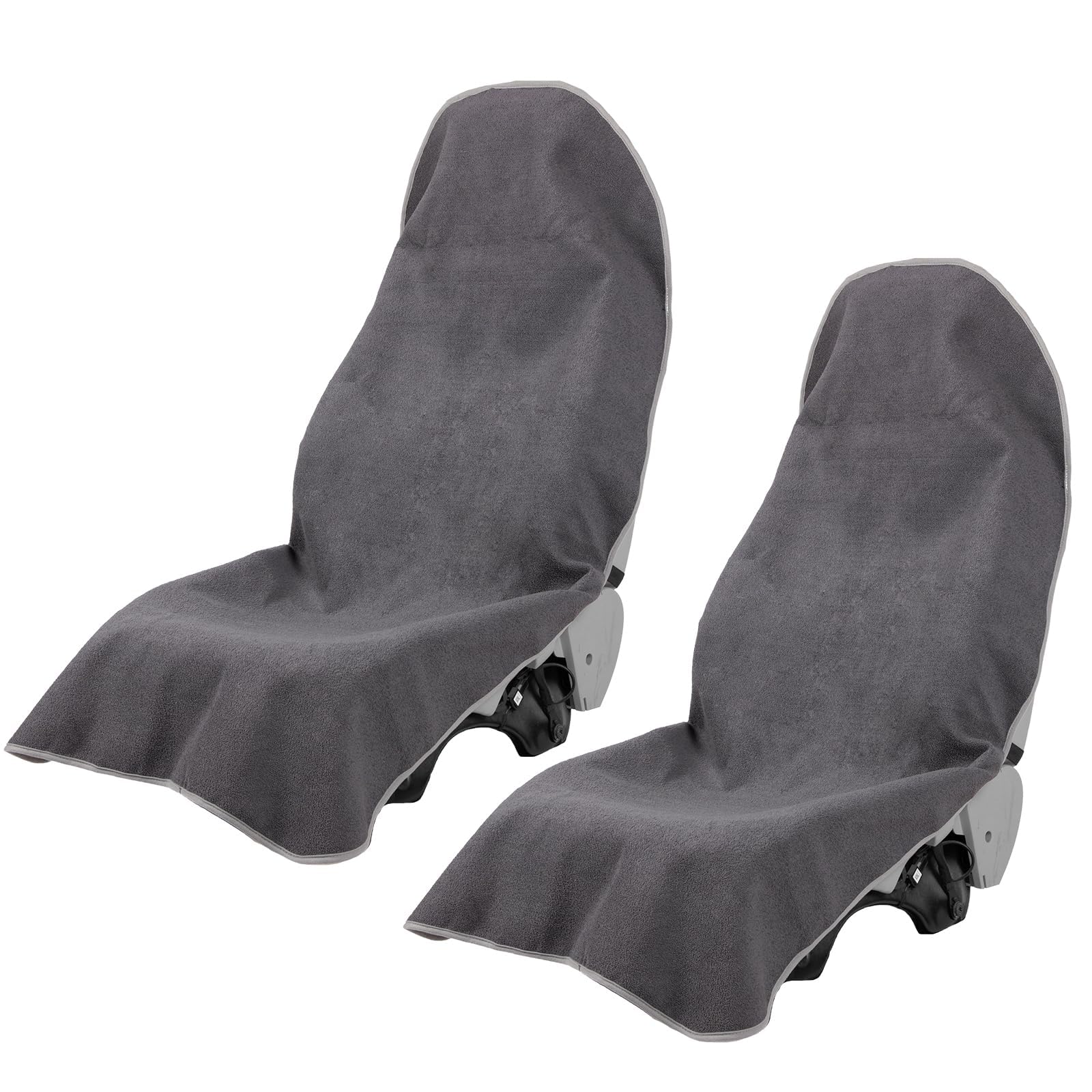 Photo 1 of Prpeko 2PCS Terry Cloth seat Cover Universal Waterproof Car Sport Towel Seat Cushion Non-Slip Sweat-Absorbent Towel Cloth Suitable for Gym Workout, Universal Fit for Car SUV Van-Grey