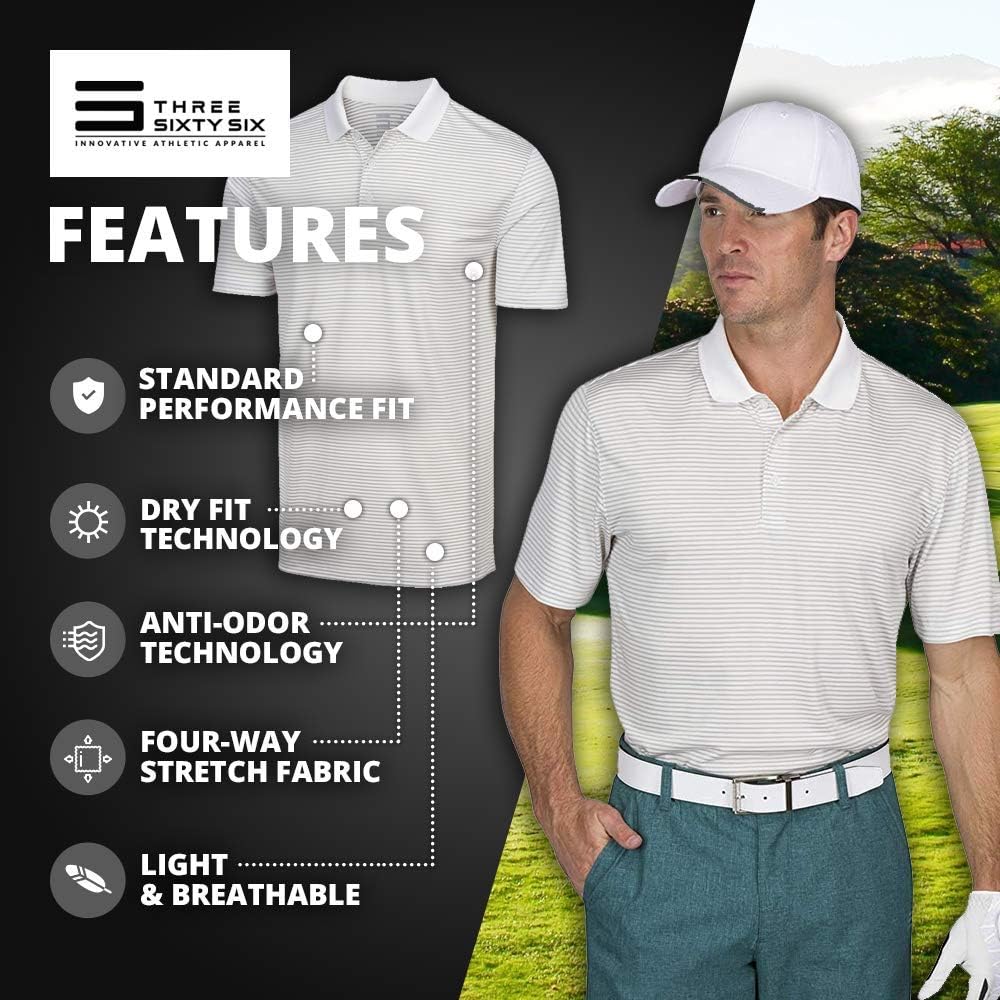 Dry Fit Golf Shirts for Men - Short Sleeve Mens Stripe Polo Shirt: Clothing