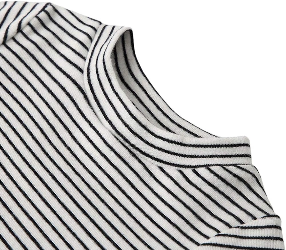 Baby Toddlers Long Sleeve Tee Little Kids Cotton Striped T-Shirt Crew Neck Tops: Clothing