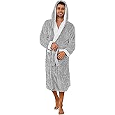 Vulcanodon Mens Robe with Hood,Full Length Plush Robe for Men Thick Fleece Bathrobe