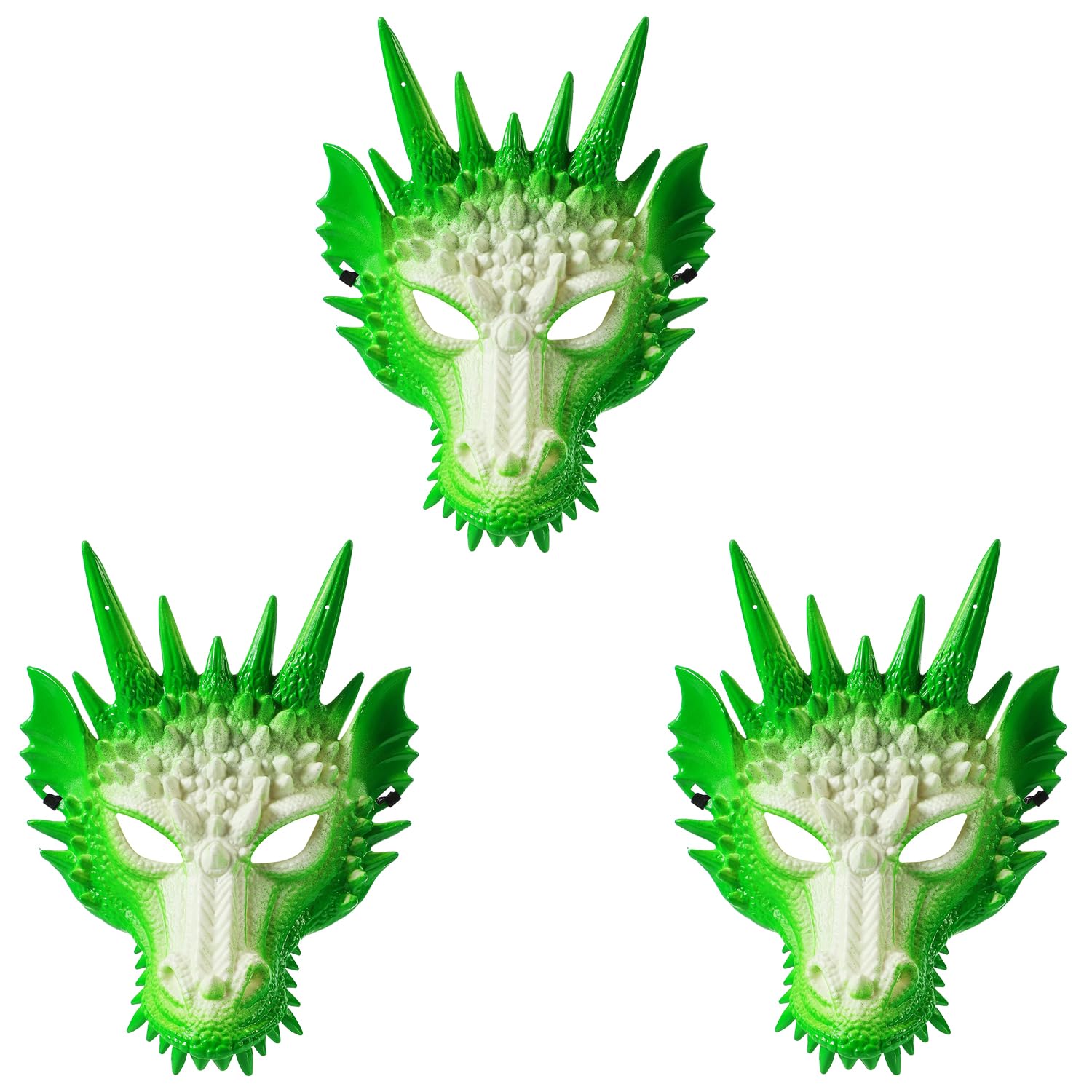 Komonee 3 x Dragon Green Mask Halloween Adult Drake Lizard Costume Party Game Unisex Fancy Dress Up GOT Outfit Dungeons Thrones