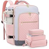 LOVEVOOK Large Travel Backpack for Women, TSA Carry on Backpack for Airplanes, 40L Personal Item Travel Bag for Women fits 17" Laptop,Waterproof Carry on Bag Airplane Approved with 3 Packing Cubes
