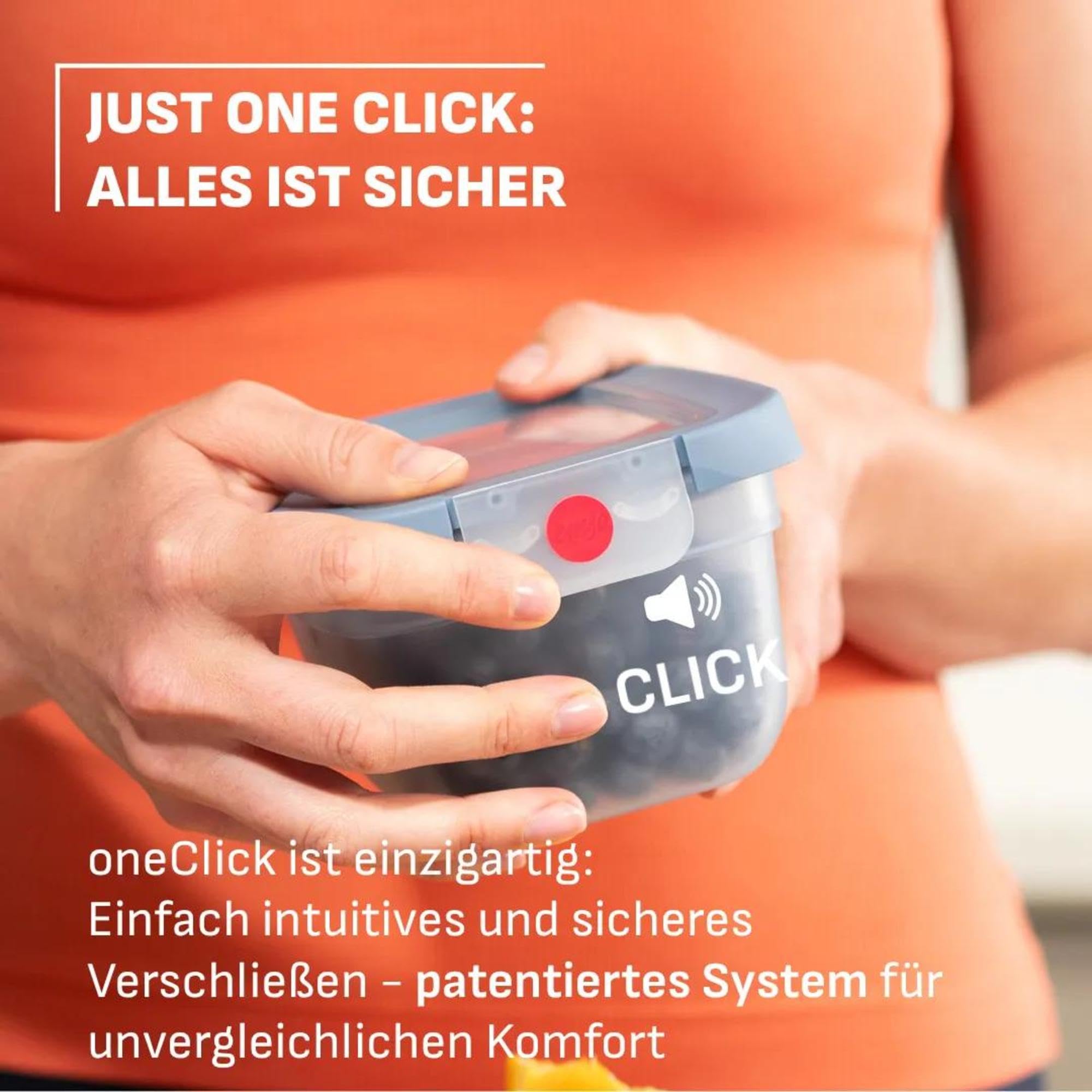 Emsa oneClick, Vorratsdose, One-Click System, Hält Lebensmittel 2x Länger Frisch, 100% Auslaufsicher, Made in Germany, Blue, 5-teiliges Meal-Prep Set 5× 1,2 L / 40,6 fl.oz, N1231200 3