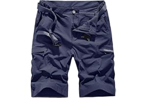 KOLONGVANGIE Quick Dry Hiking Shorts Men's Cargo Casual Outdoor 4-Way Stretchy Lightweight Summer Short with Multi Pockets 30-46 (No Belt)