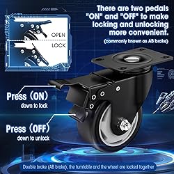3 Inch Caster Wheels, Casters Set of 8, ASHGOOB