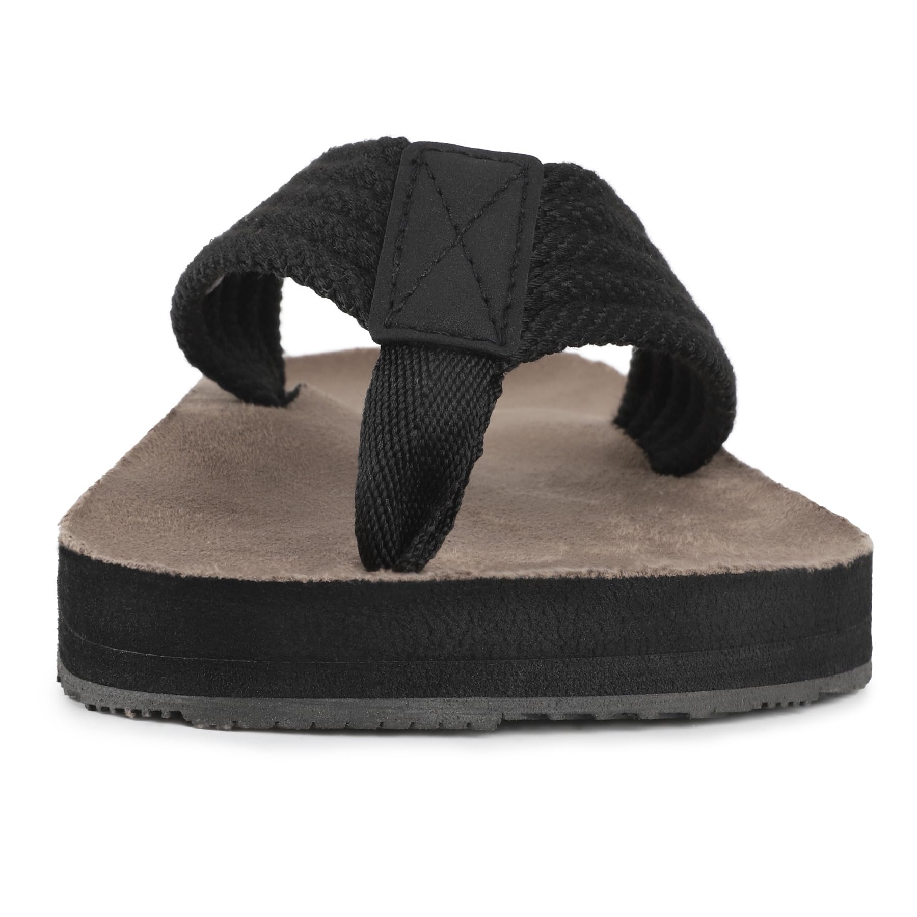 riemot Herren Flip Flops mit Fußgewölbeunterstützung, bequeme Zehentrenner mit starkem Nylonriemen, weichem Mikrovelours-Fußbett und TPR-Laufsohle für Strand, Urlaub, Sommer und Alltag Schwarz EU43 5