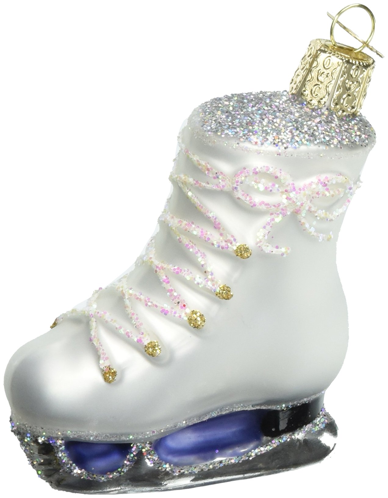 Old World Christmas Ice Skate Glass Blown Ornament for Christmas Tree, Handcrafted Holiday Decoration, Sport Collection