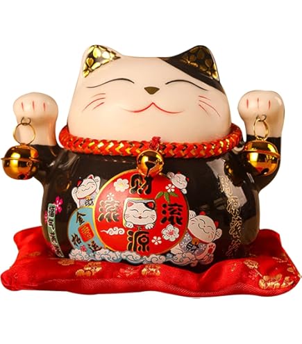 Amazon.com : Lucky Cat Piggy Bank 6 inch Cute Maneki Neko Japanese