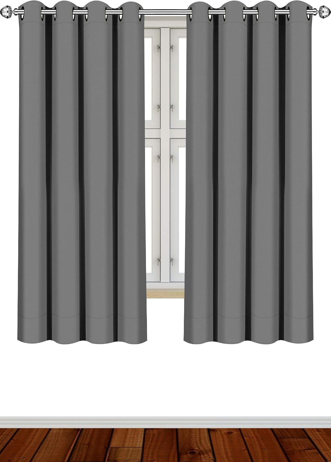 Utopia Bedding Blackout Curtains Grommet Thermal 2 Panels Drapes [Grey