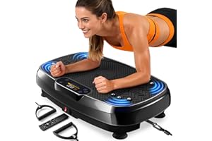 Renoj Vibration Plate Exercise Machine, 450Lbs Capacity Full Body Workout Platform, LED Display, Bluetooth Audio, Resistance 