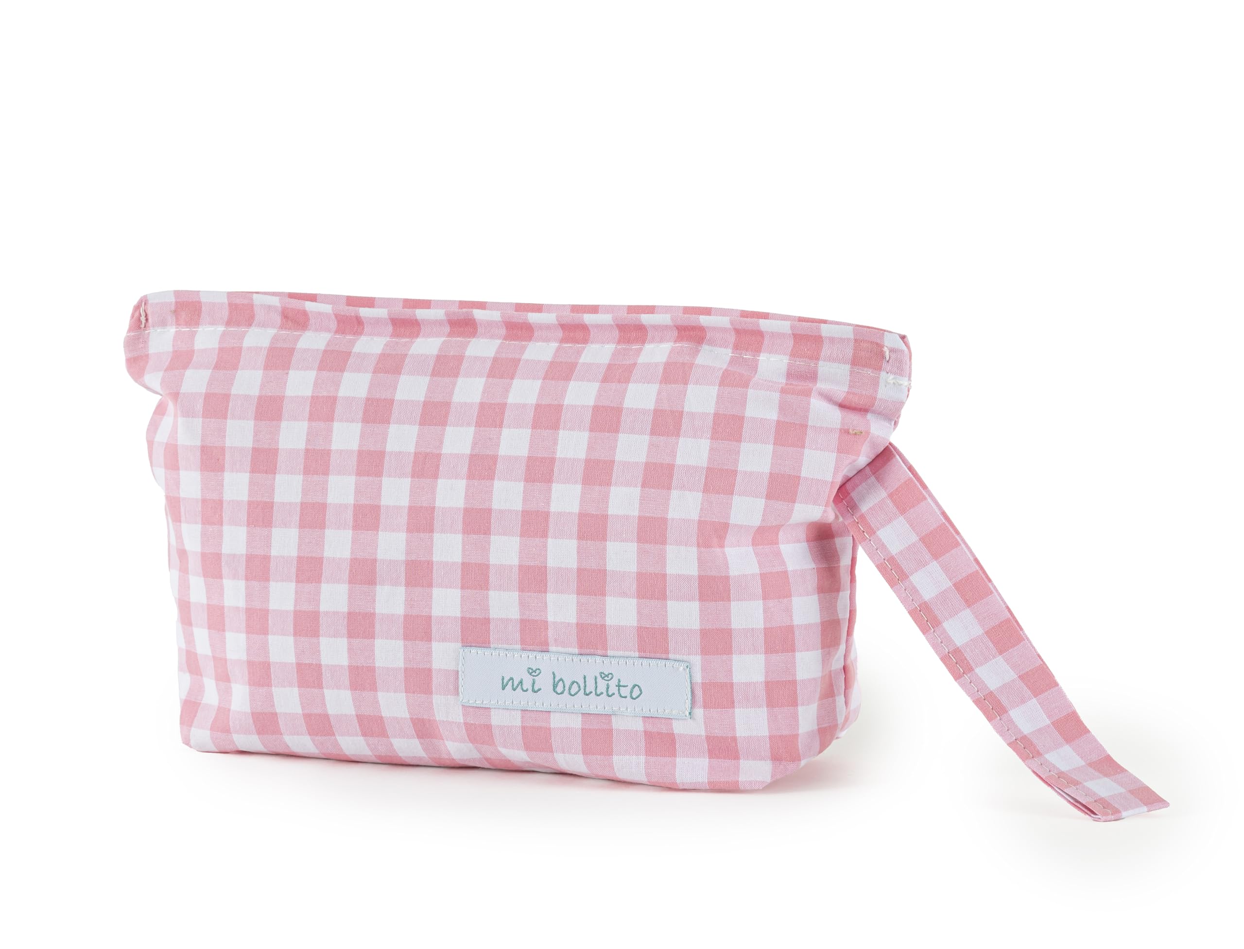 Mi Bollito - Baby toiletry bag - cotton diaper bag - small organiser bag for toiletries and baby hygiene accessories. Practical and convenient to carry., pink, Vichi