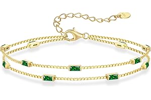 LOUISA SECRET Birthstone Bracelets for Women Girl, 925 Sterling Silver Dainty Simple Women Charm Link Bracelet, Mother's Day Gift Birthday Anniversary Jewelry Gifts for Women Girlfriend Her Wife Mom