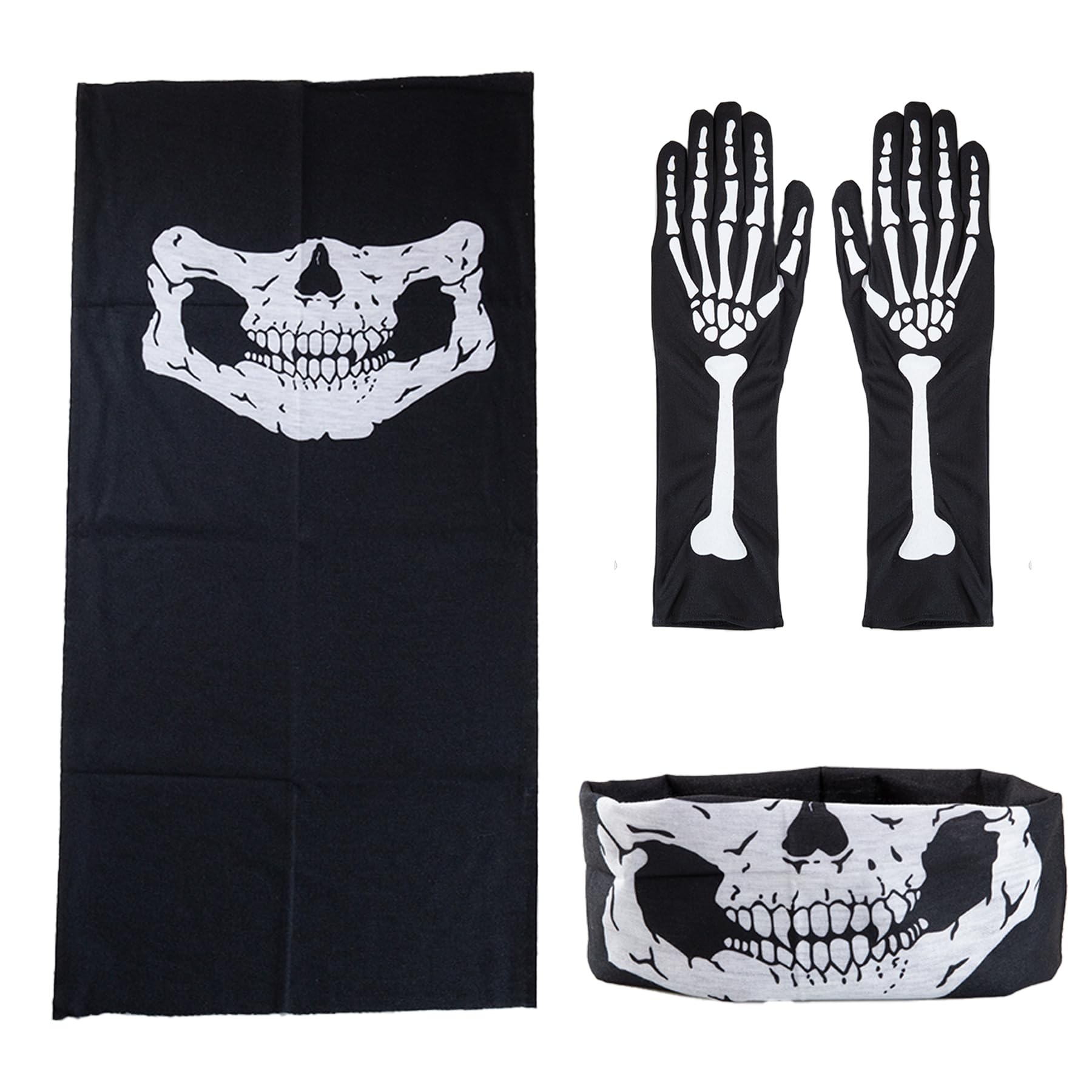 Skull Gloves - Skeleton Mask and Halloween Gloves, Halloween Masks, Ghostface Mask, Scary Mask, Grim Reaper Mask, Perfect Halloween Costume Accessories, Call Of Duty Costume, Day Of The Dead Gloves