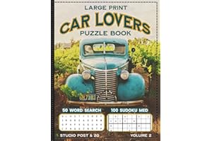 FOR CAR LOVERS Antique Blue Car on Farm 50 Sudoku 100 Word Search Word Find Activity Puzzle Book: Vintage Car Automobile Themed Relaxing Brain Teasers for Adults Great gift for puzzler or traveler!