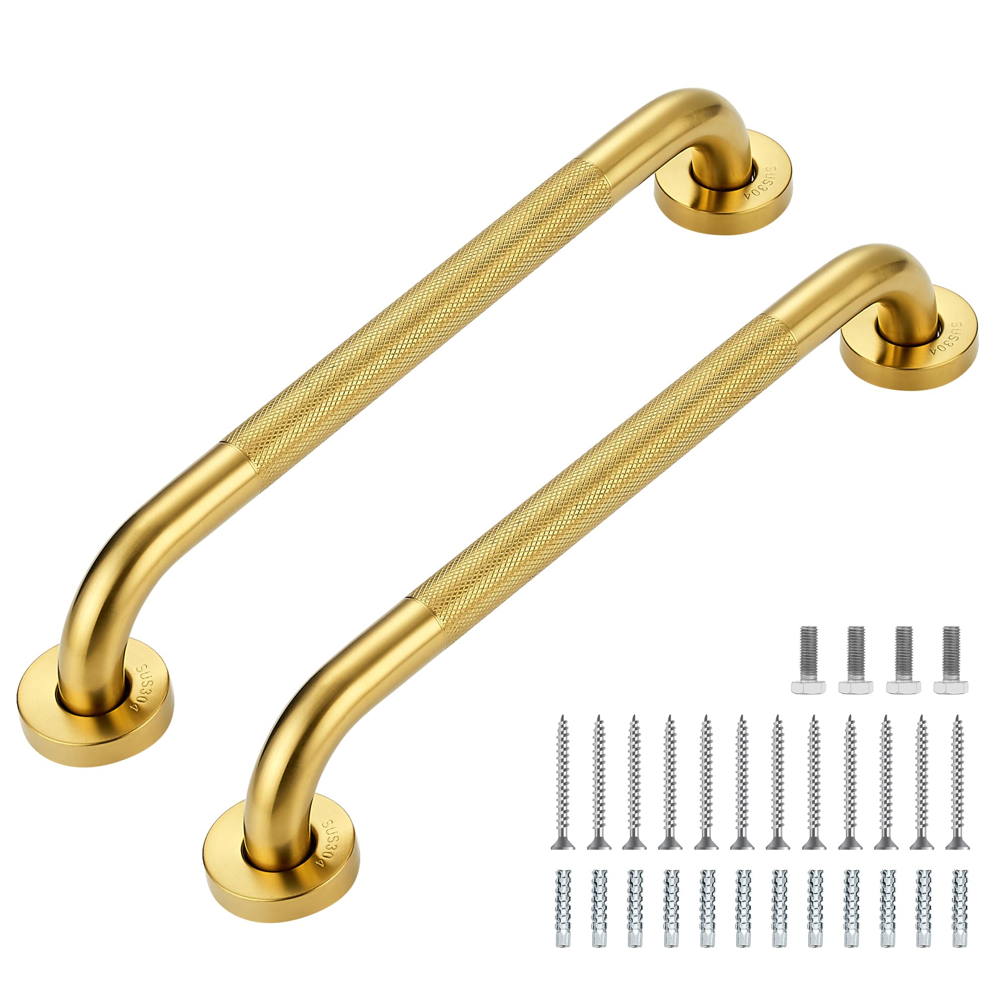 Photo 1 of Grab Bars for Shower, 2 Pack 16-Inch Anti Slip Shower Handles for Elderly, Safety Shower Grab Bar, Stainless Steel Handicap Grab Bars for Bathroom,Toilet (Gold, 1" Diameter)