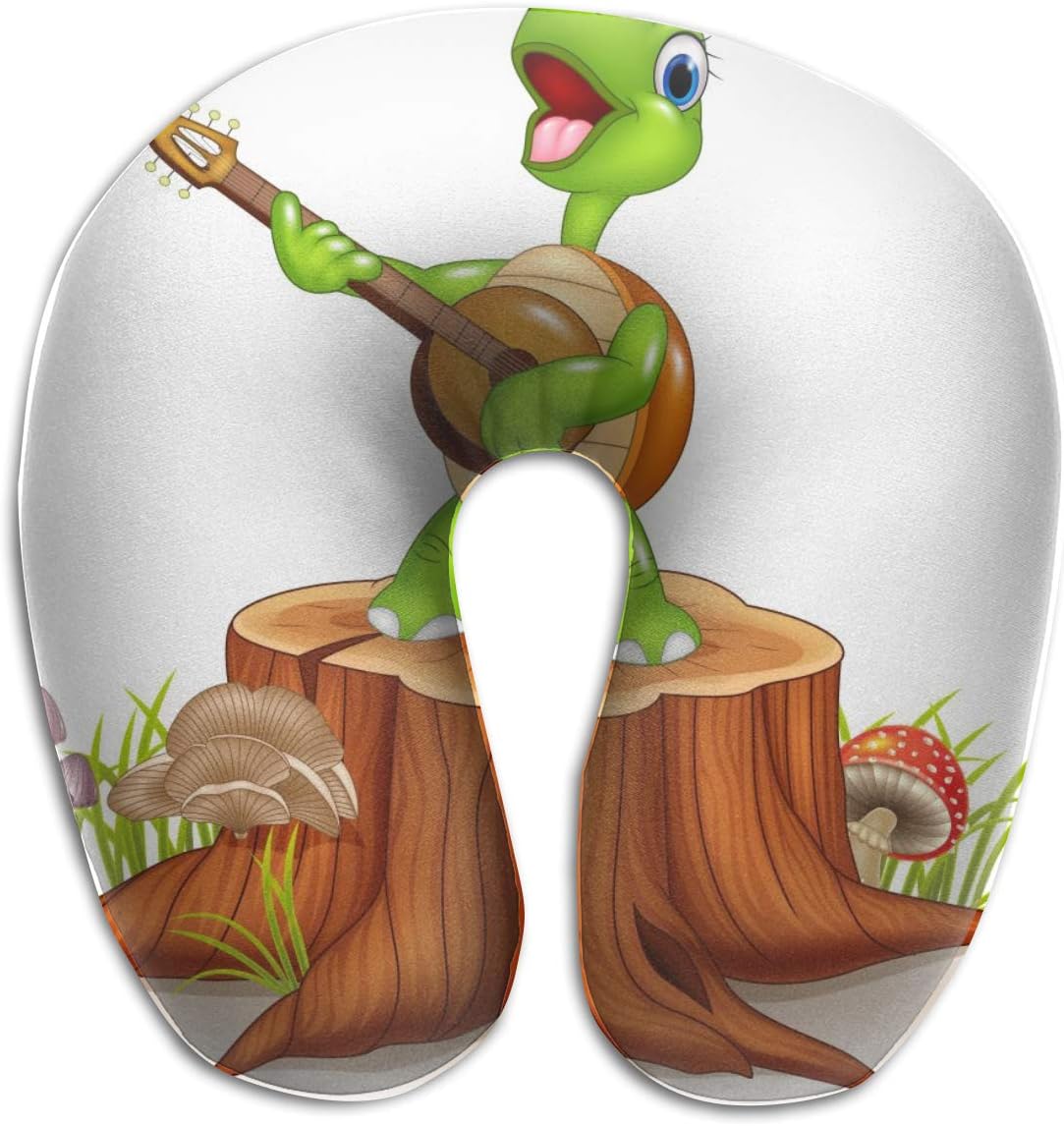 amazon com bargburm cartoon turtle playing guitar tree stump travel pillow u shaped soft comfortable memory foam neck pillow for kids adults home kitchen amazon com