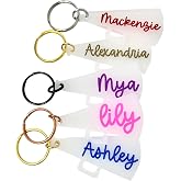 Stamped Expressions Co. Cheer Keychains, Engraved Acrylic Hand Painted For Cheerleading Squad Team, Megaphone with Custom Name, Bag Tag Coach Gift