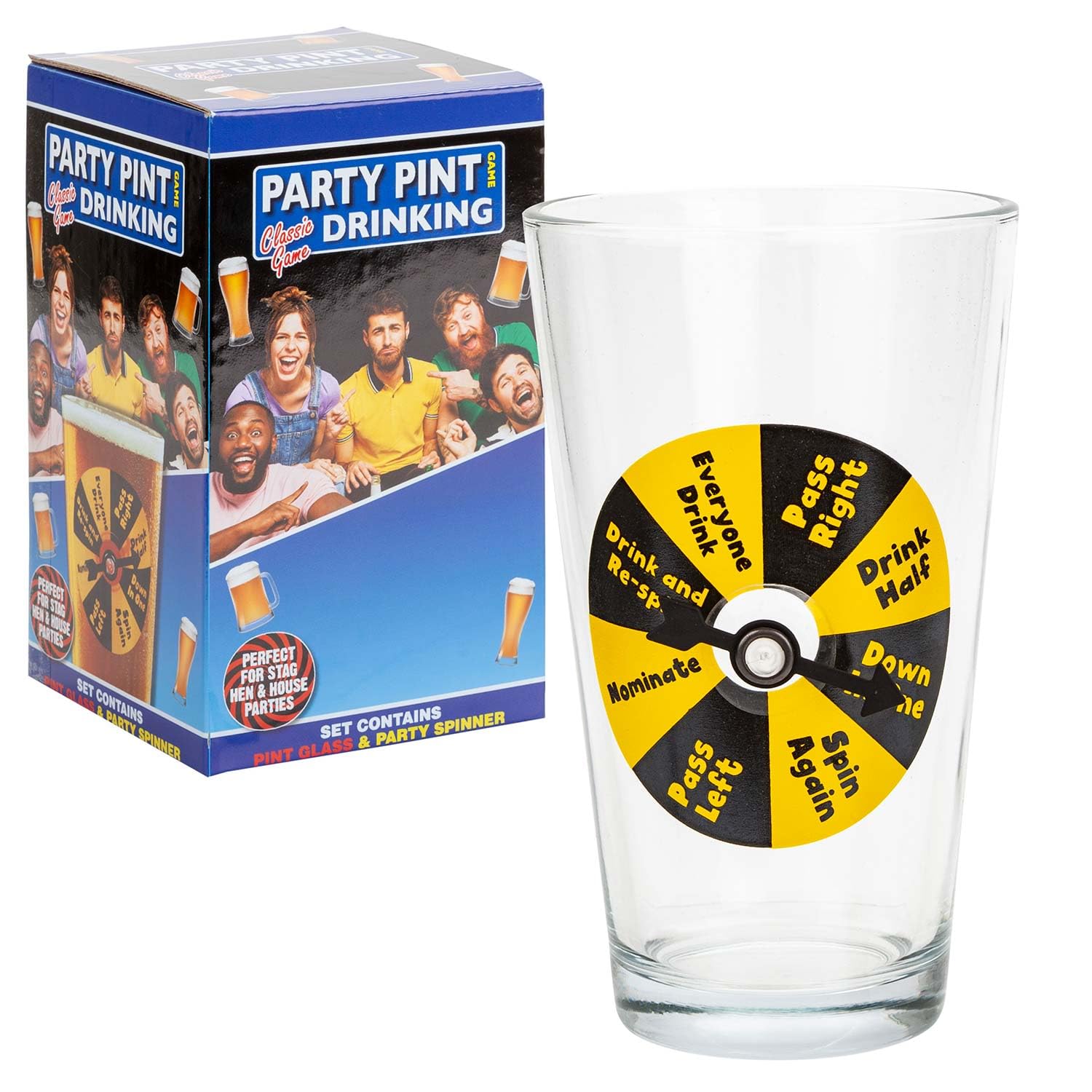 PMS VFM - Party Pint Drinking Game Gift, Alcohol, Liquor, Party Games, Celebrations, Gatherings, for Adults Only, Fun, Glasses, Hen Do, Stag Do, Gift Idea