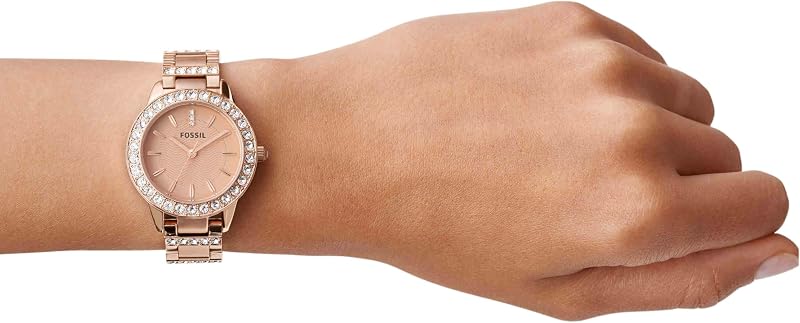 Uhr für Damen Jesse, Quarzwerk, 34mm Rose Gold Edelstahlgehäuse mit Edelstahlarmband, ES3020