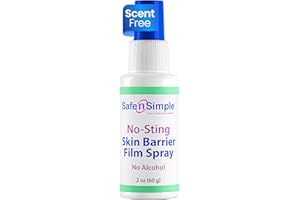 Safe n' Simple No Sting Barrier Film Spray - 2 Oz - Odor-Free Pre Tape Solution - No-Alcohol Skin Prep - Adult Adhesive Spray for Skin Protectant