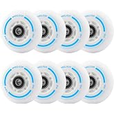 WHEELGOO 8-Pack LED Light Up Inline Skate Wheels for Kids &amp; Teens, No Battery, PU Wheels with 608RS Bearings, Evening &amp; Night Skating (Blue, 72mm)