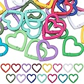 YALOJE 15pcs Heart Spring Clasp Clips, Colorful 25MM Mini Heart Shape Keyring Clips, Metal Love Spring Snap Keychain Rings for Keys, Crafts, Handbags