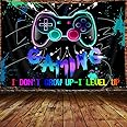 Men's Gaming Neon Sign Wall Art, Retro 80s Video Game Wall Hanging for Boys Bedroom, Funny Modern Tapestry College Dorm Home Decor, (90x70 inch), Purple