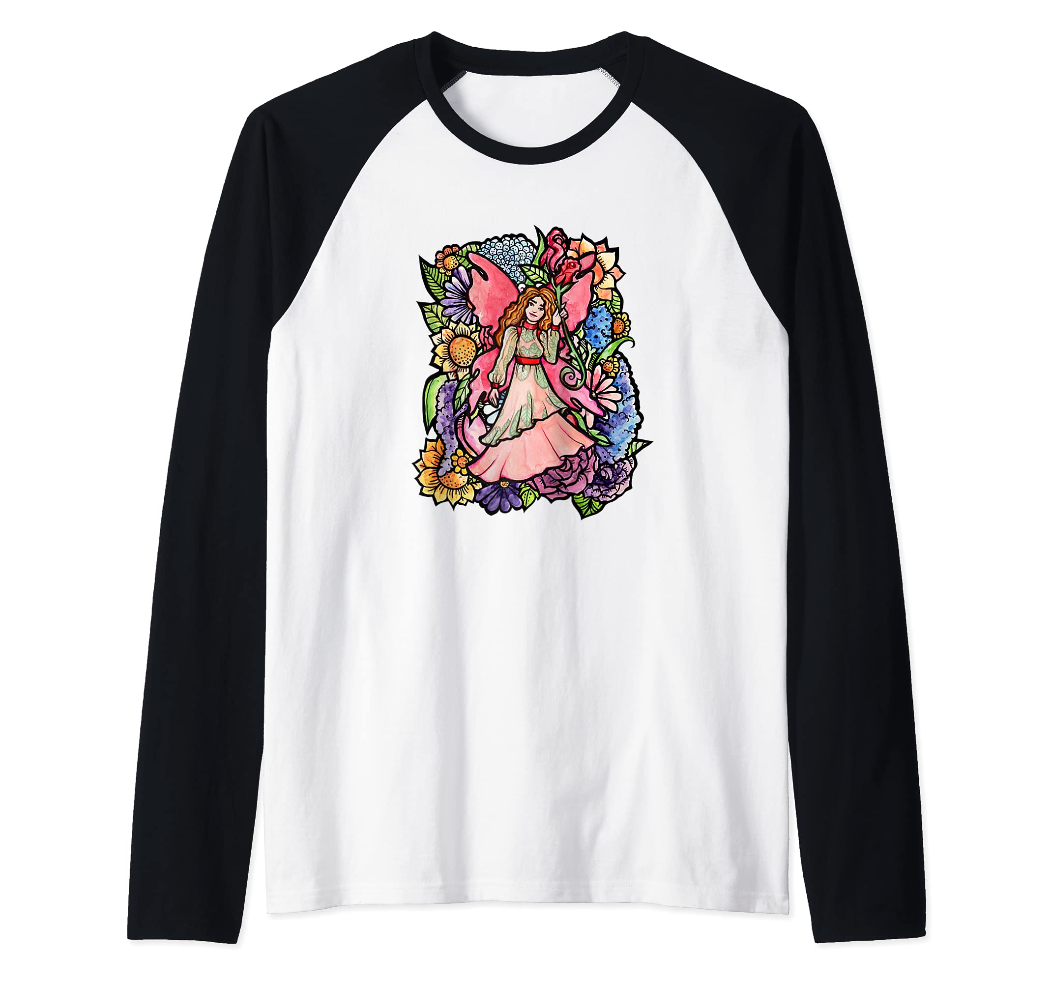 Garden Fairy Faerie Garden Raglan Baseball Tee