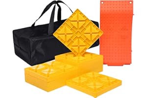 Homeon Wheels RV Leveling Blocks, One Top Tire Wheel Chock and 9 Pack Interlocking Leveling Blocks with Carrying Bag, Heavy Duty Camper Leveling Blocks and Chocks Anti-Slip Pads Design (Yellow+Orange)