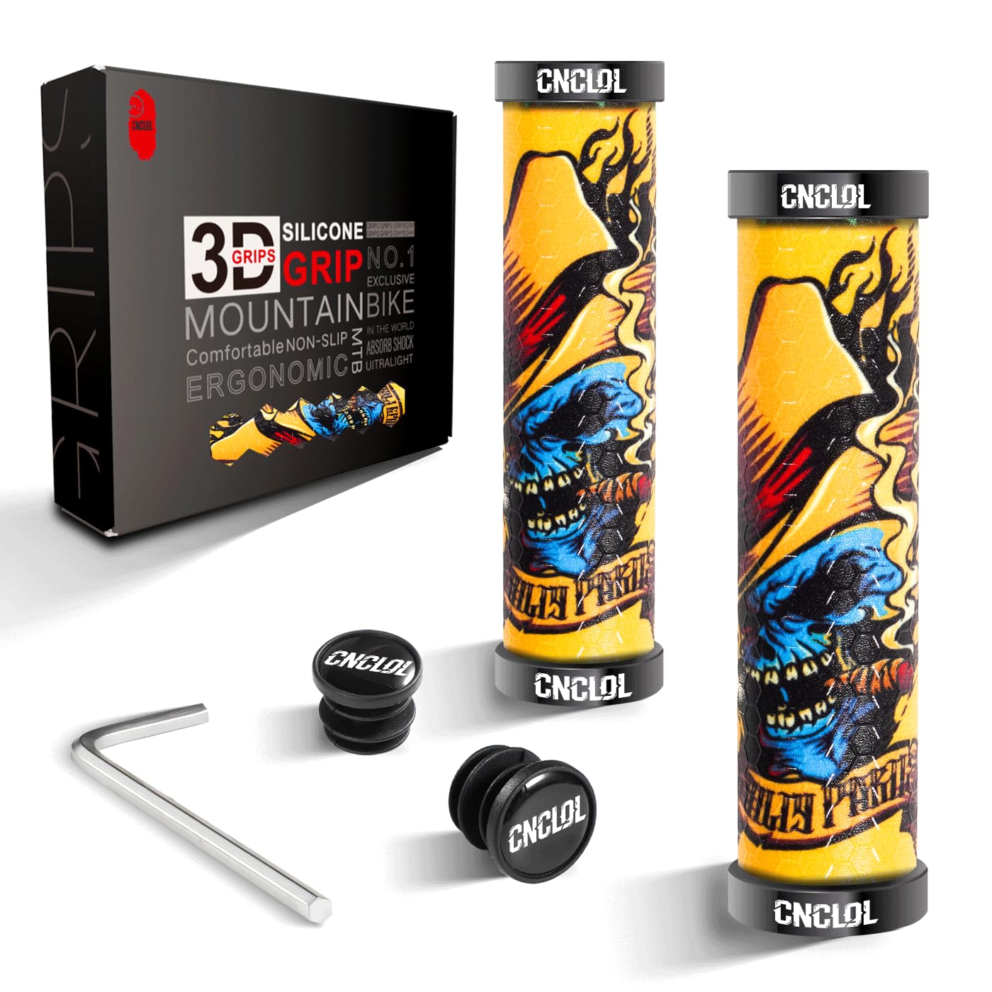 CNCLOL Silicone MTB Grips,22mm Handlebar Grips, Gel Handle grips For BMX/Bicycle/ebike Cycling Bike grips.