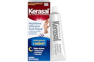 Kerasal Nighttime Intensive Foot Repair, Skin Healing Ointment for Cracked Heels and Dry Feet, 1 oz (Packaging May Vary)