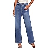 GRAPENT Wide Leg Jeans Woman High Waisted Trendy Stretchy Denim Pants Classic Trouser Jeans with Slash Pockets