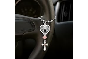 DINIZON Bible Verse Car Rearview Hanging Cross Ornament - Psalm 91:11 Bible Verse Card, Cross For Car Mirror Hanging I Am With You Always, Christian Rear View Mirror Accessories Charm (Angel's Protection)