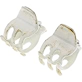 Camila Paris CP2925 French Hair Clip for Women, Small Set of 2 White Gold Girls Hair Claw Clips Jaw. Fashion Durable Styling Hair Accessories for Women, Strong Hold No Slip Grip, Made in France