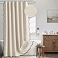 Amazon.com: MIULEE 84" Long Scalloped Shower Curtain Linen Textured ...