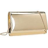 CHARMING TAILOR Faux Leather Wedding Clutch for Women Metallic PU Formal Bag Mirrored Patent Evening Party Purse