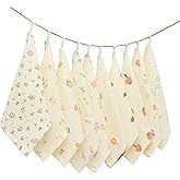 VIVANA Baby washcloths,Soft Newborn Face Towels for Sensitive Skin,Cute Patterns for Infant,Toddler,Kids and Makeup Remover, 10 Pack 12x12 inches Registry as Shower (Plants)