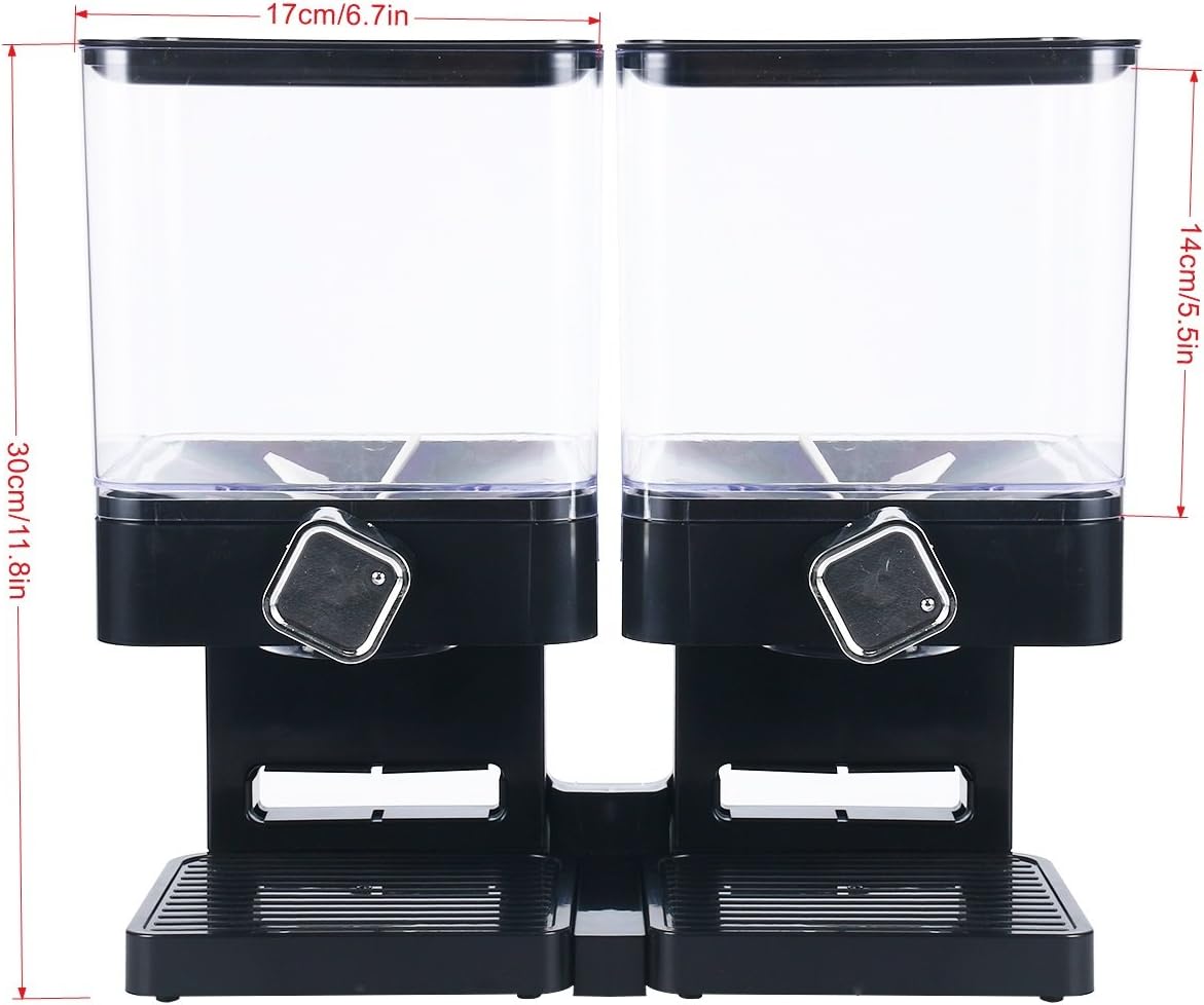 Homend Indispensable Compact Dry Food Dispenser, Dual Control, Dry Food Cereal Dispenser for Cereal Trail Mix Candy Granola Nuts Beans Rice, Black/Chrome: Kitchen & Dining