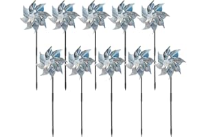 RUOLAN Garden Pinwheels 10pack,Reflective Pinwheels for Yard and Garden,Whirligigs Wind Spinners