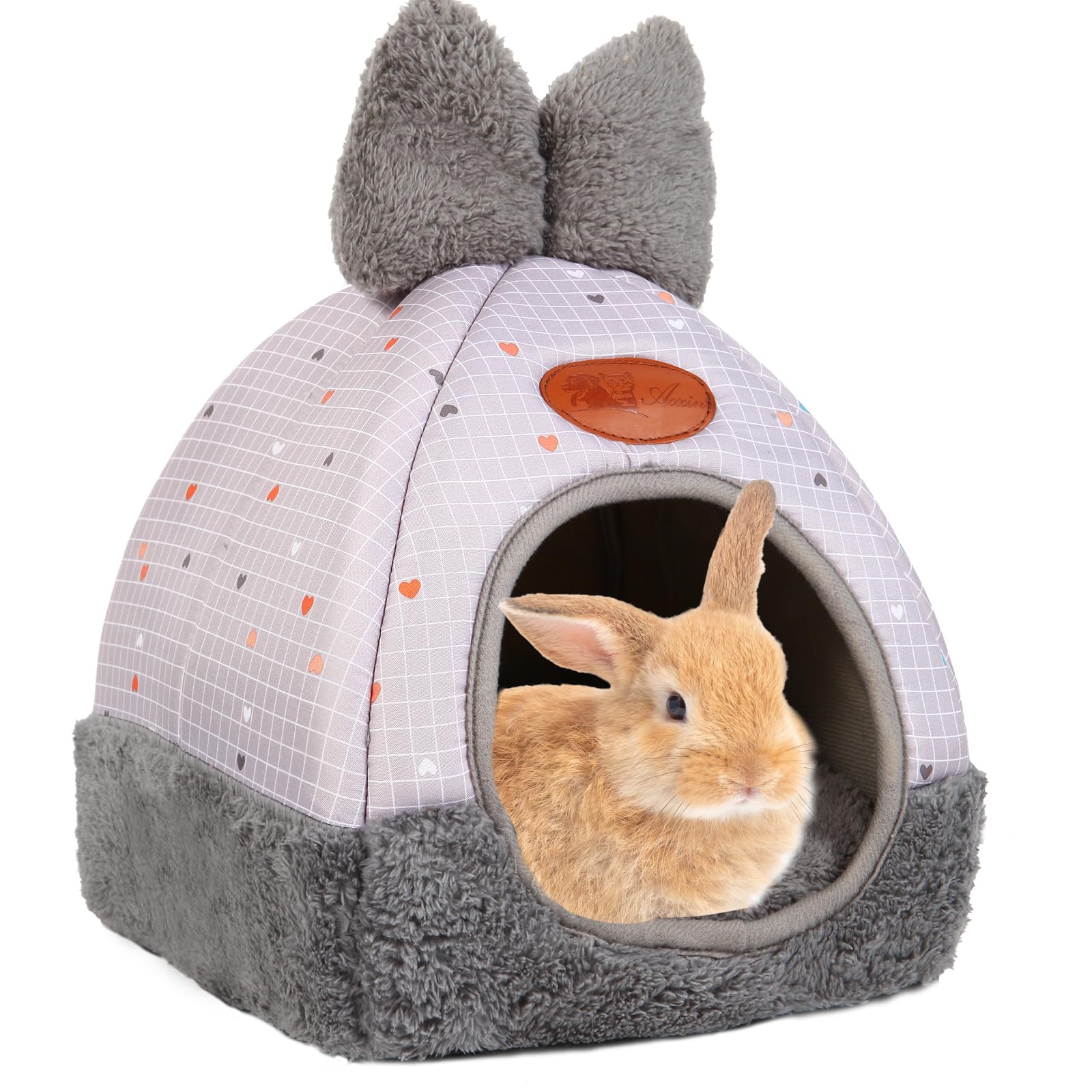 Photo 1 of Kwerdas Bunny Bed Hideouts House Ferrets Rats Hedgehogs Chinchilla Cage Accessory for Rabbit Guinea Pig Hamster Cozy and Warm Rabbit Bed with Cute Bowknot Rabbits Hamster Bunny (Grey) ?