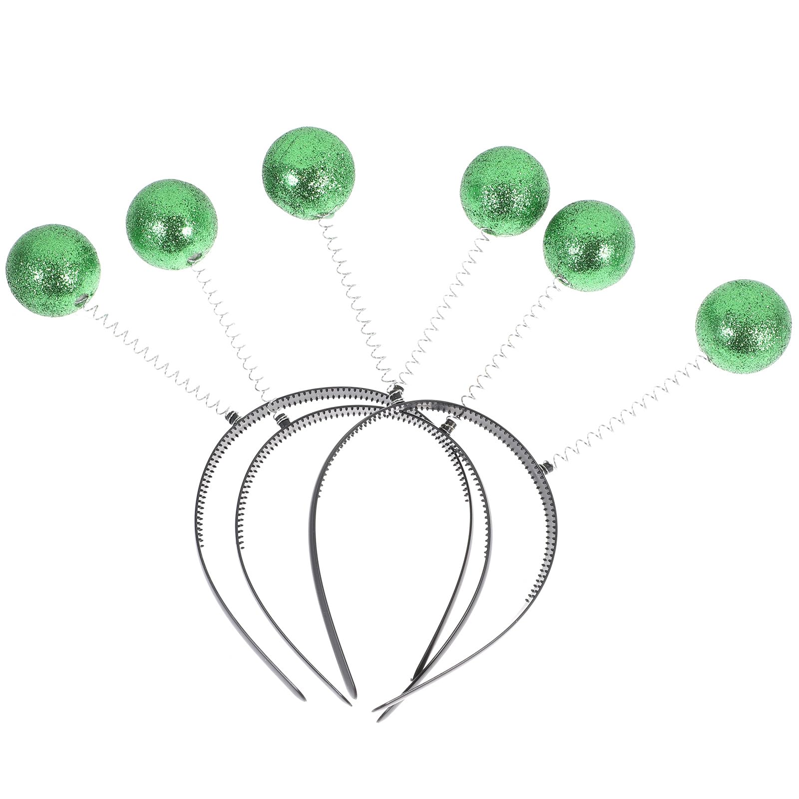 PRETYZOOM 3pcs Headband Green Ball Boppers Glitter Martian Antenna Headbands Halloween Christmas Party Supply
