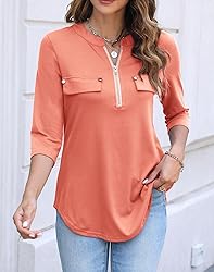 Halife Blouses for Women Dressy Casual 3/4 Sleeve