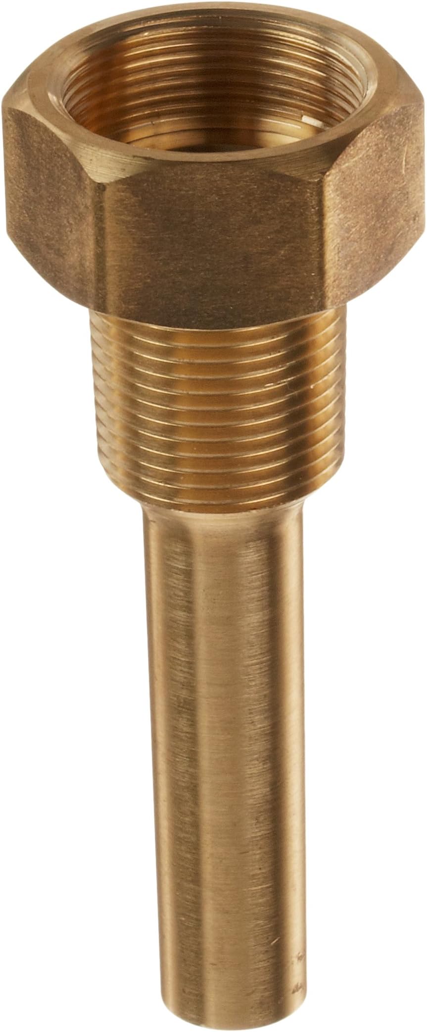 PIC Gauge TWB-35 3-1/2 Stem Length 3/4" NPT Stepped Style Brass Thermowell for Solar Digital Thermometers