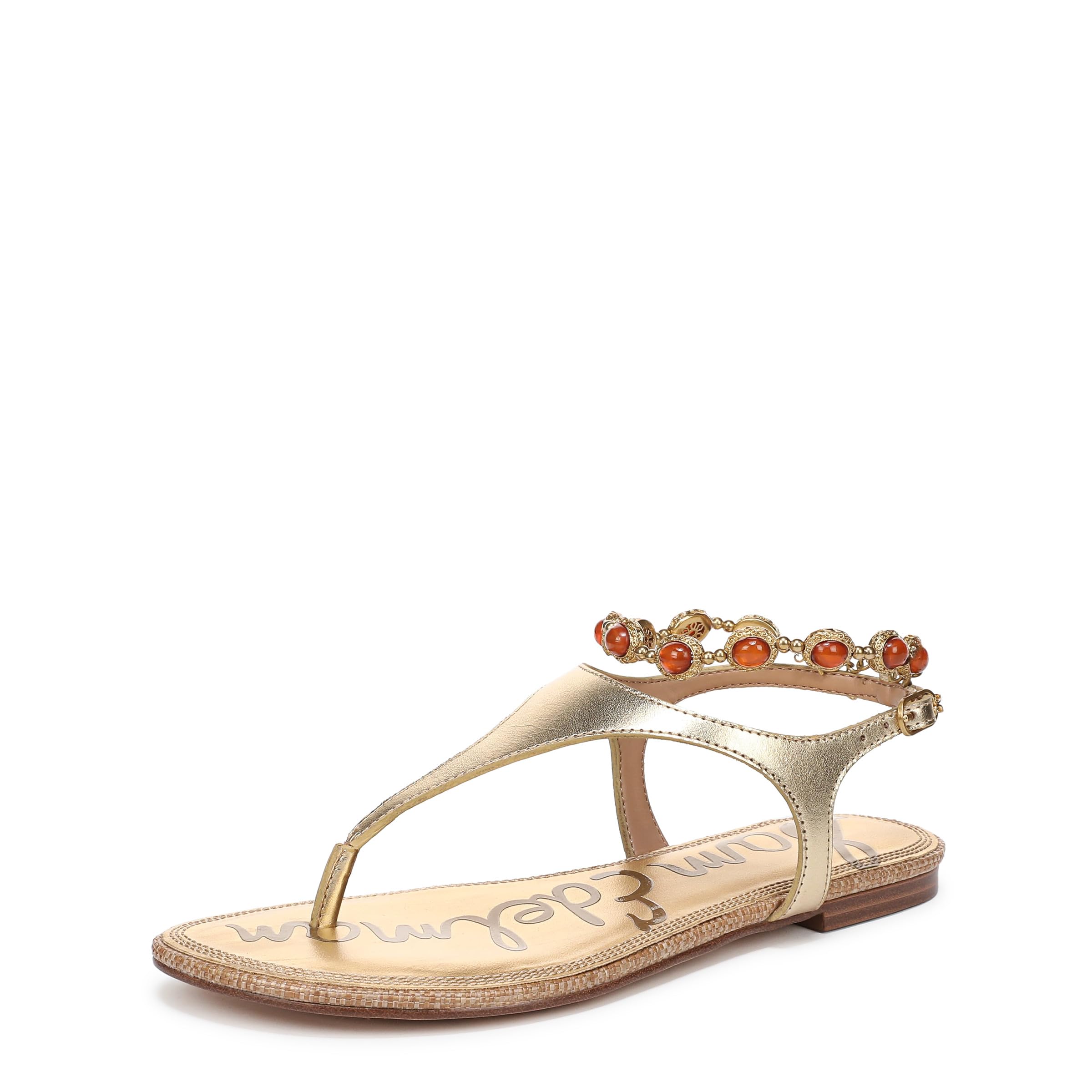 Sam Edelman Women’s Canna Flat Sandal, Amber Gold, 9 Medium