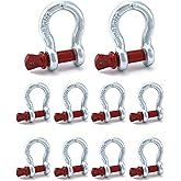 QWORK 5/8" Anchor Shackle Carbon Steel Screw Pin, 10 Pack Heavy Duty D Ring Shackle, 6,500 lbs Shackles for Tow Strap Winch Off Road Vehicle Recovery