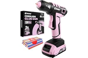 EZARC Cordless Hot Glue Gun, 15s Fast Heating 12V Mini Glue Gun for DIY Crafts, Home Repairs, School Projects, Decorations, with 50 Mini Glue Sticks, Pink