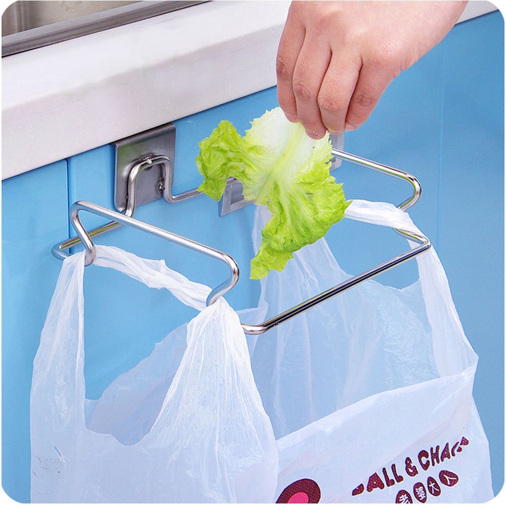 Large Stainless Steel Trash Bag Holder for Kitchen Doors and