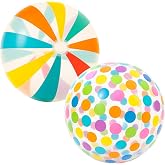 GiftExpress 40" Beach Balls 2 Pack - Polka Dot &amp; Striped Giant Transparent Inflatable Balls for Swimming Pool Party - Summer Outdoor Water Toys &amp; Decorations